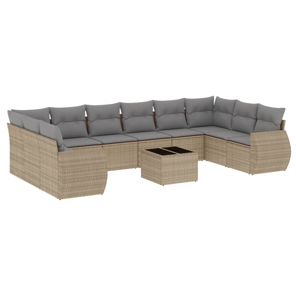 11-delige Tuinset met kussens poly rattan beige is nu te koop bij PeponiXL, paradijselijk wonen!