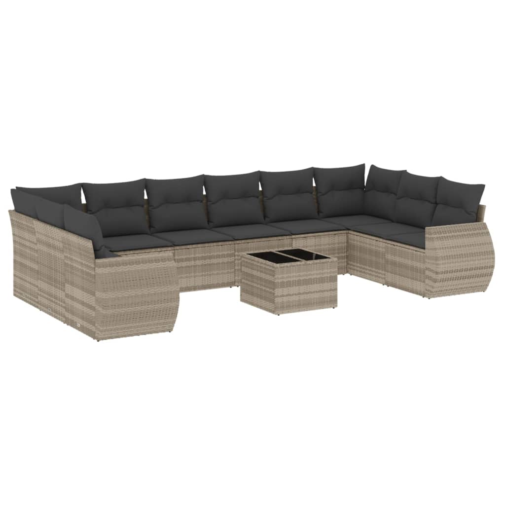 11-delige Loungeset met kussens poly rattan lichtgrijs is nu te koop bij PeponiXL, paradijselijk wonen!