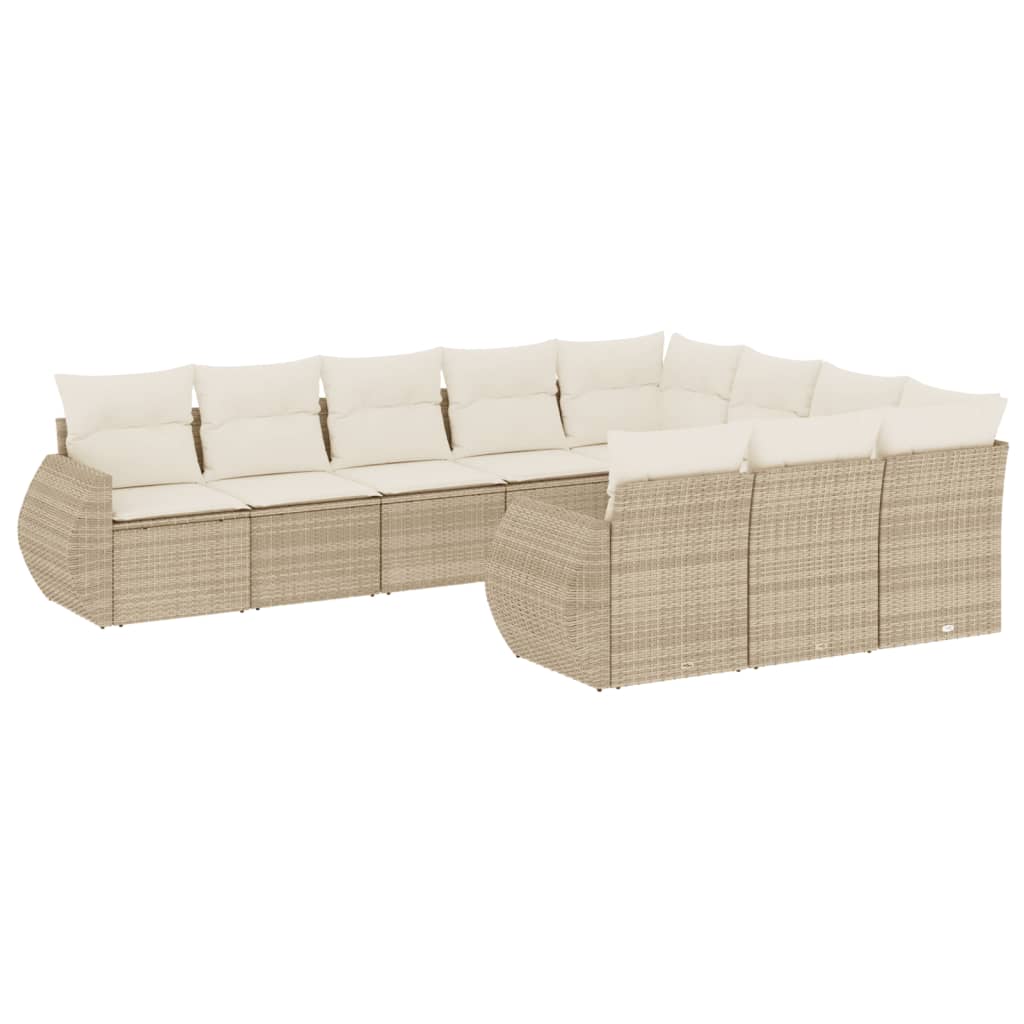 10-delige Loungeset met kussens poly rattan beige is nu te koop bij PeponiXL, paradijselijk wonen!