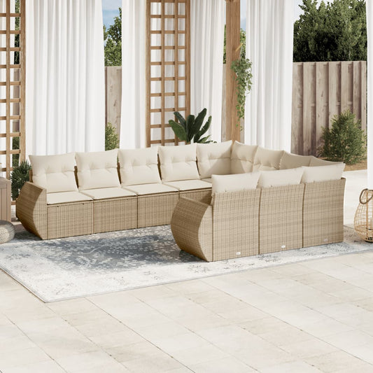 10-delige Loungeset met kussens poly rattan beige is nu te koop bij PeponiXL, paradijselijk wonen!