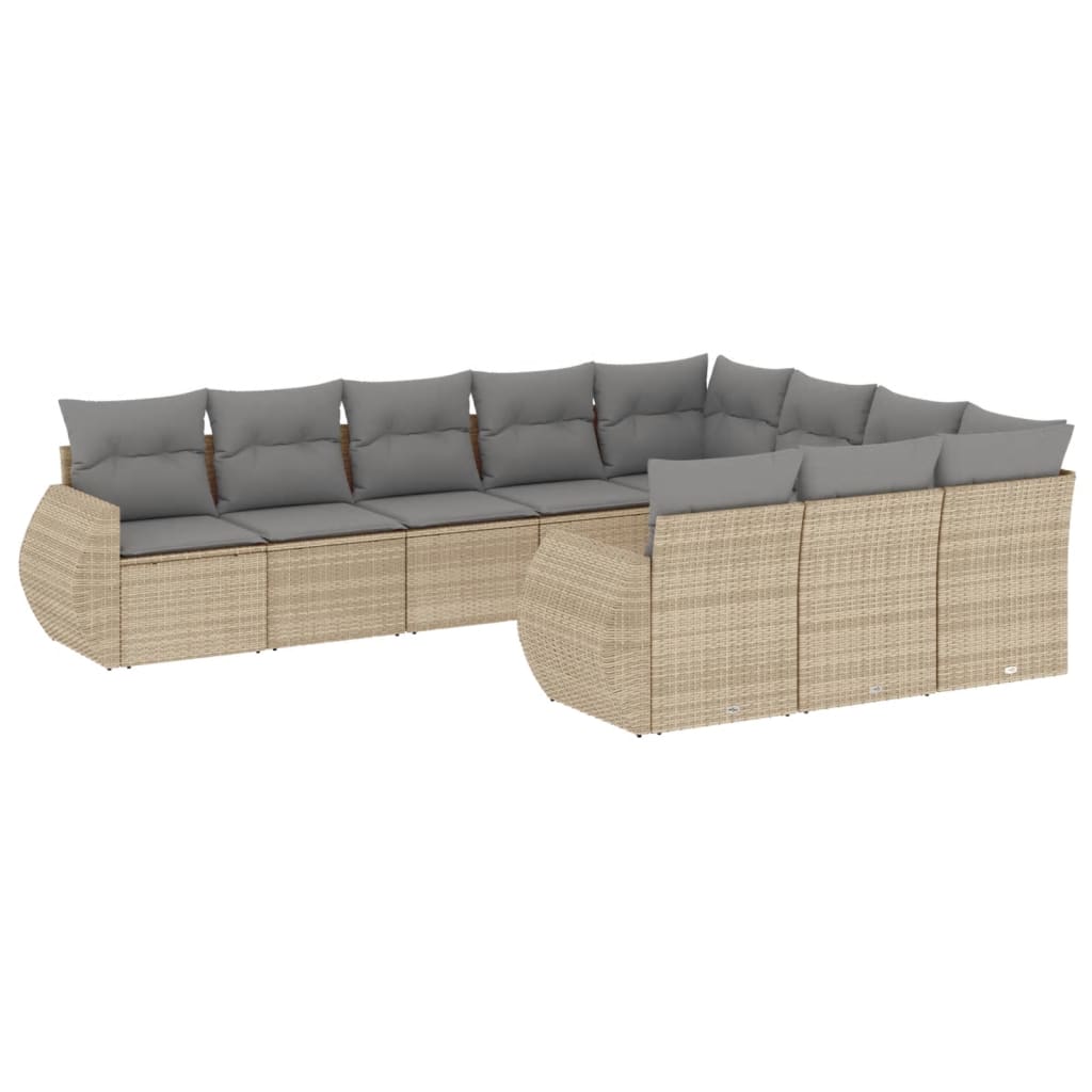 10-delige Loungeset met kussens poly rattan beige is nu te koop bij PeponiXL, paradijselijk wonen!