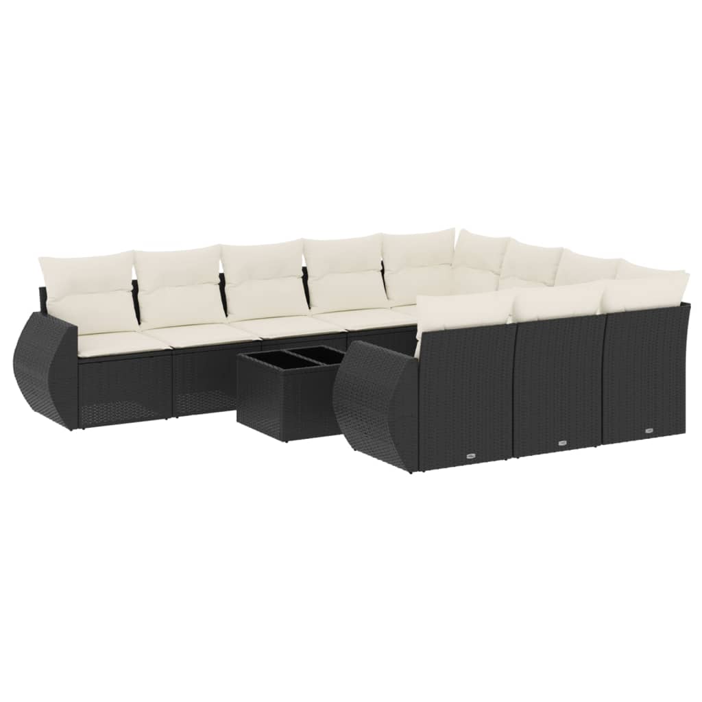 11-delige Loungeset met kussens poly rattan zwart is nu te koop bij PeponiXL, paradijselijk wonen!