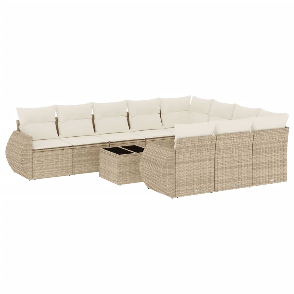 11-delige Tuinset met kussens poly rattan beige is nu te koop bij PeponiXL, paradijselijk wonen!