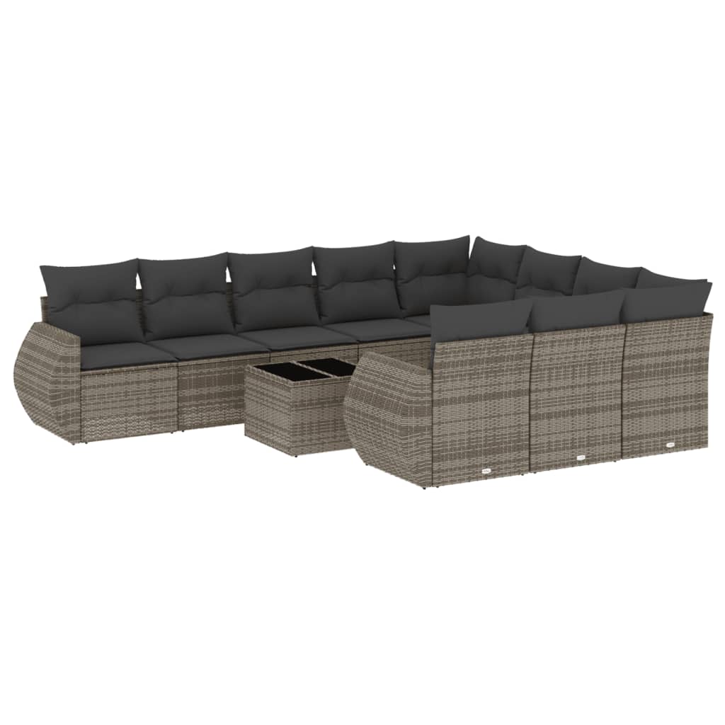 11-delige Loungeset met kussens poly rattan grijs is nu te koop bij PeponiXL, paradijselijk wonen!