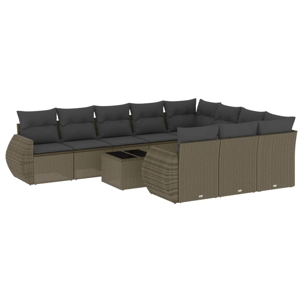 11-delige Loungeset met kussens poly rattan lichtgrijs is nu te koop bij PeponiXL, paradijselijk wonen!