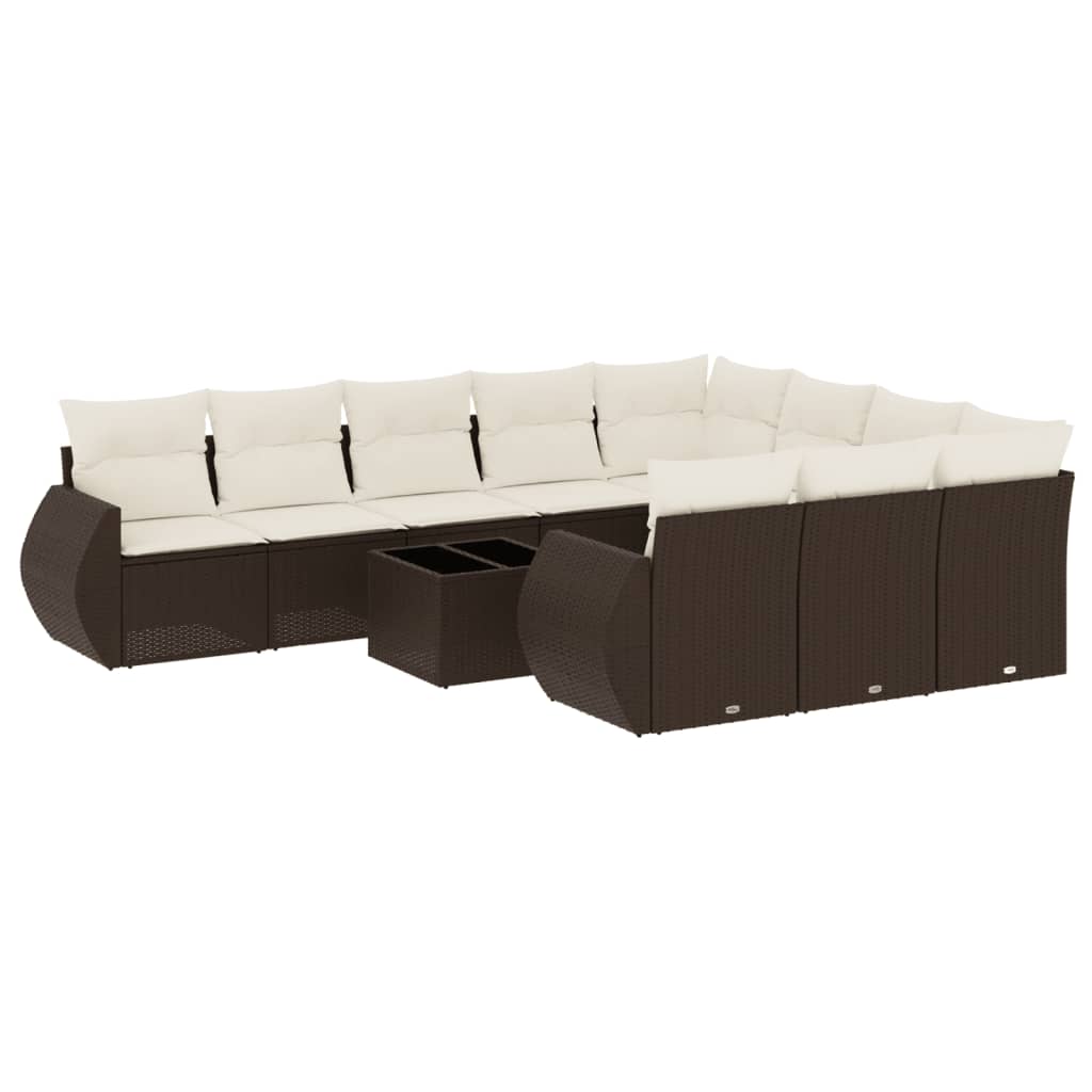 11-delige Loungeset met kussens poly rattan bruin is nu te koop bij PeponiXL, paradijselijk wonen!