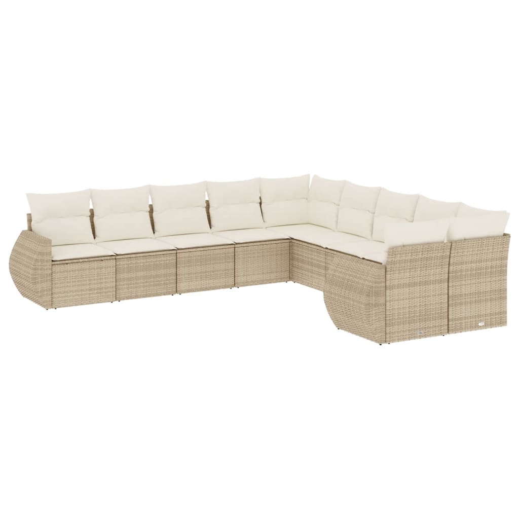 10-delige Loungeset met kussens poly rattan beige is nu te koop bij PeponiXL, paradijselijk wonen!