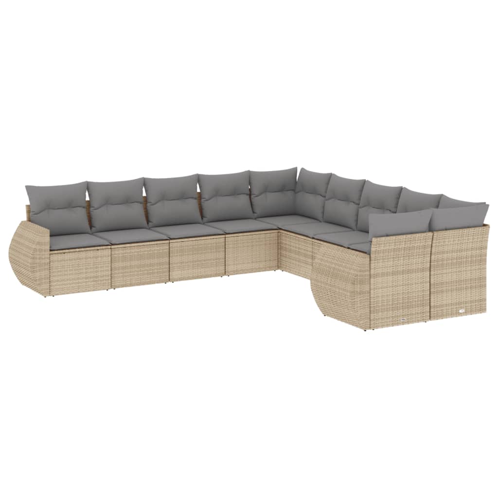 10-delige Loungeset met kussens poly rattan beige is nu te koop bij PeponiXL, paradijselijk wonen!