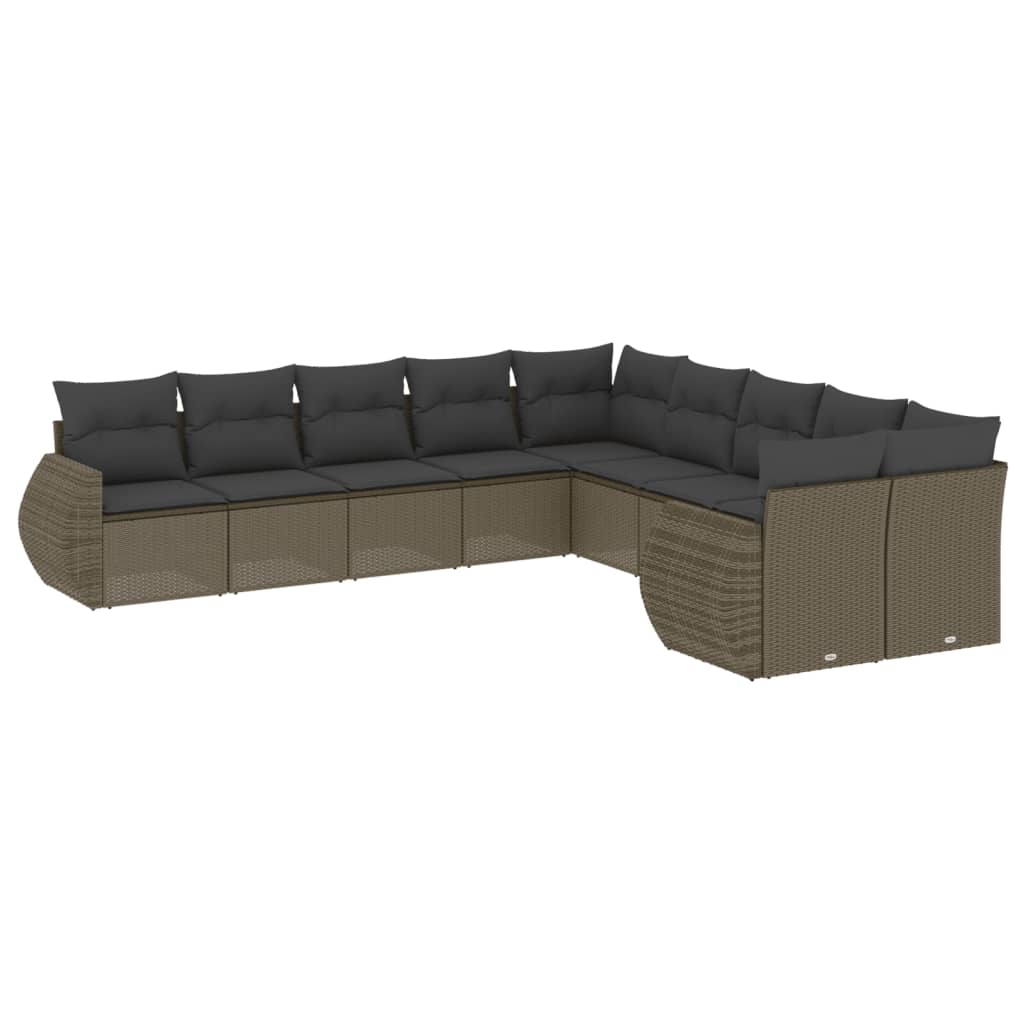 10-delige Loungeset met kussens poly rattan lichtgrijs is nu te koop bij PeponiXL, paradijselijk wonen!