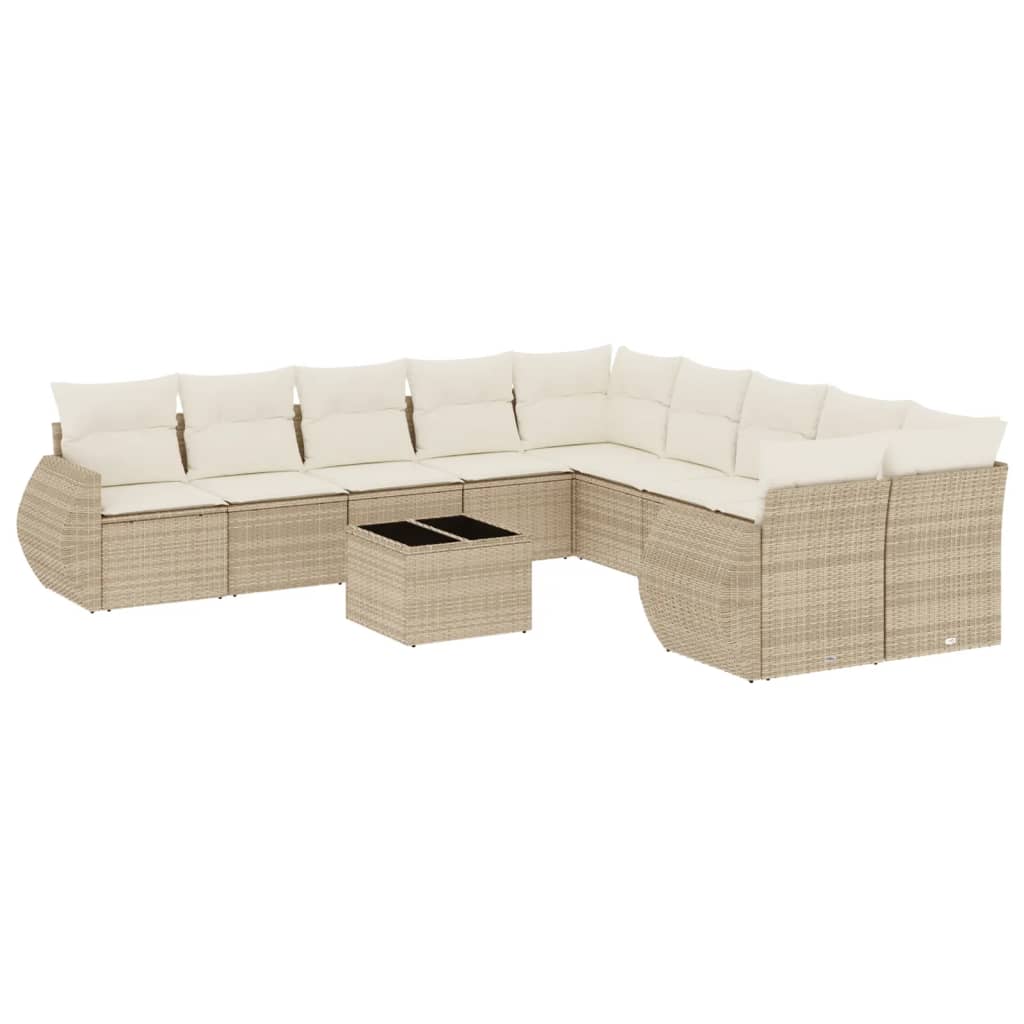 11-delige Tuinset met kussens poly rattan beige is nu te koop bij PeponiXL, paradijselijk wonen!