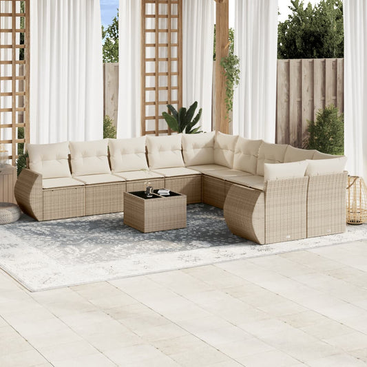 11-delige Tuinset met kussens poly rattan beige is nu te koop bij PeponiXL, paradijselijk wonen!