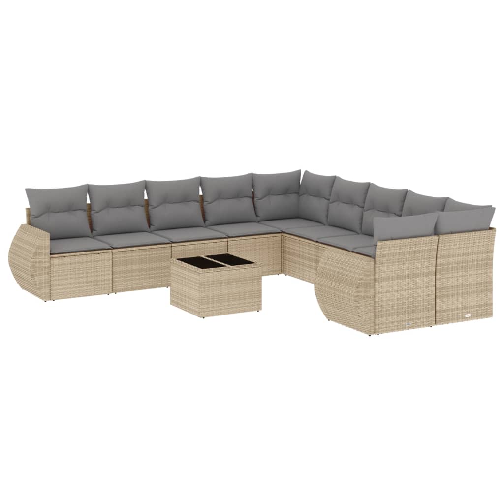 11-delige Tuinset met kussens poly rattan beige is nu te koop bij PeponiXL, paradijselijk wonen!