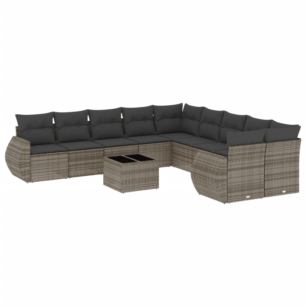 11-delige Loungeset met kussens poly rattan grijs is nu te koop bij PeponiXL, paradijselijk wonen!