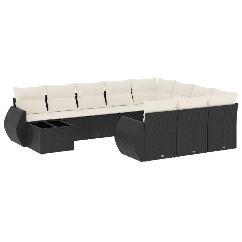 11-delige Loungeset met kussens poly rattan zwart is nu te koop bij PeponiXL, paradijselijk wonen!