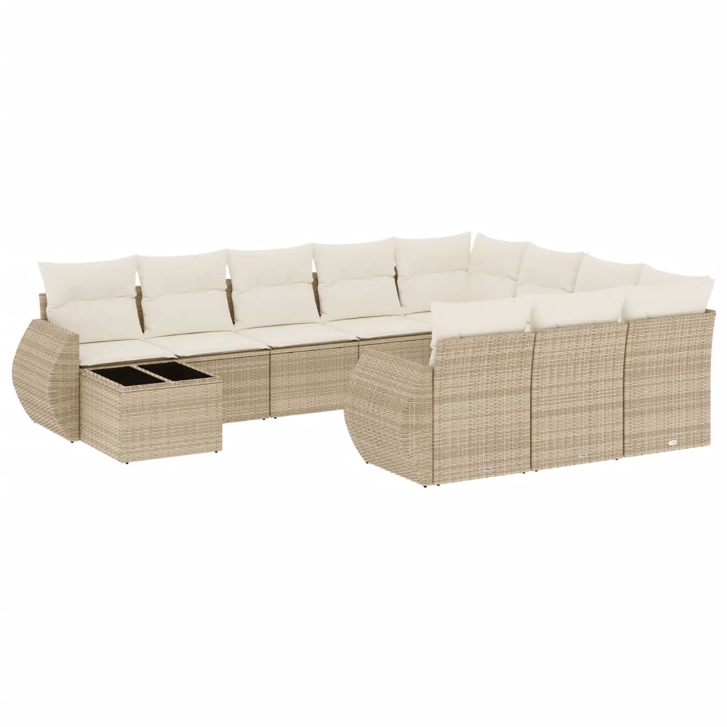 11-delige Tuinset met kussens poly rattan beige is nu te koop bij PeponiXL, paradijselijk wonen!