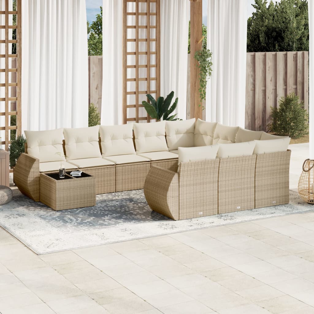 11-delige Tuinset met kussens poly rattan beige is nu te koop bij PeponiXL, paradijselijk wonen!