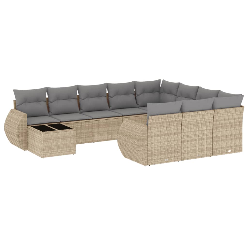 11-delige Tuinset met kussens poly rattan beige is nu te koop bij PeponiXL, paradijselijk wonen!