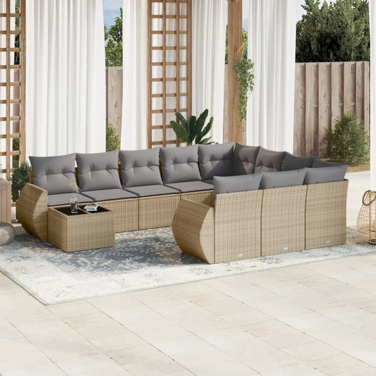 11-delige Tuinset met kussens poly rattan beige is nu te koop bij PeponiXL, paradijselijk wonen!