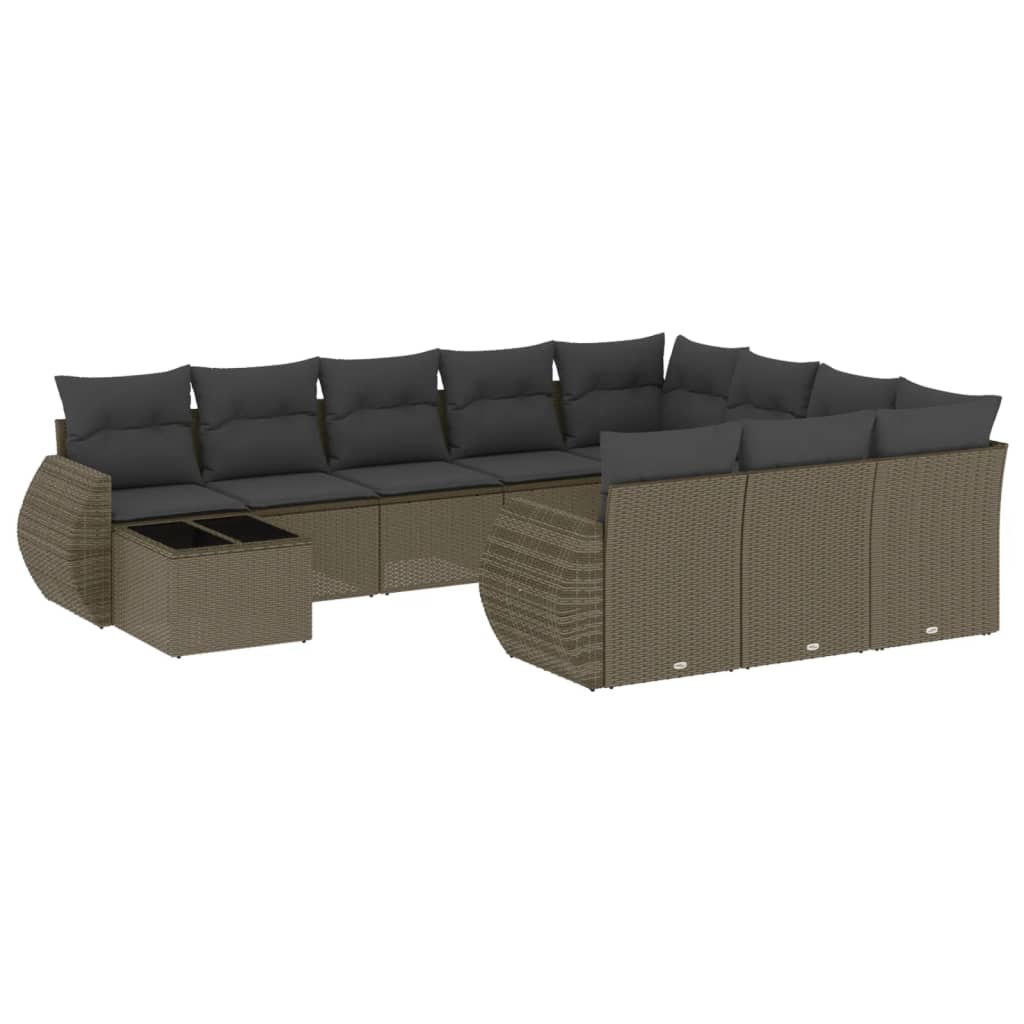 11-delige Loungeset met kussens poly rattan lichtgrijs is nu te koop bij PeponiXL, paradijselijk wonen!