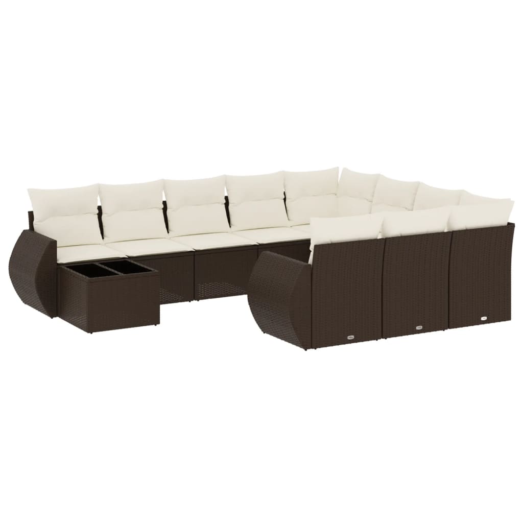 11-delige Loungeset met kussens poly rattan bruin is nu te koop bij PeponiXL, paradijselijk wonen!