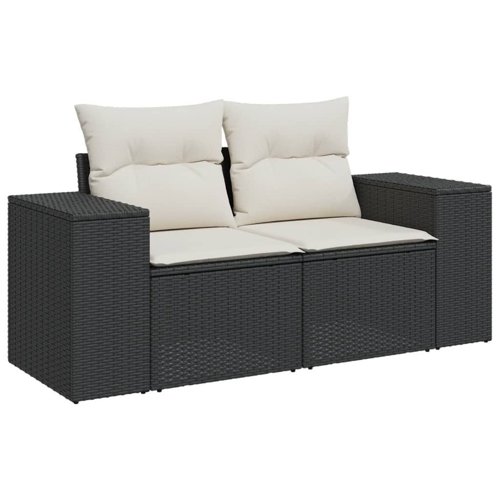 3-delige Loungeset met kussens poly rattan zwart is nu te koop bij PeponiXL, paradijselijk wonen!