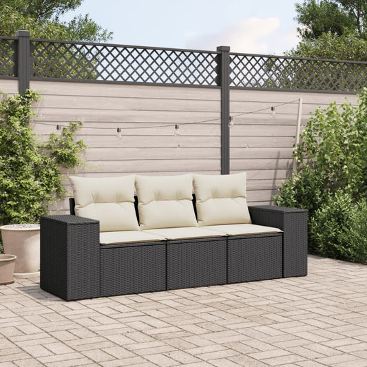 3-delige Loungeset met kussens poly rattan zwart is nu te koop bij PeponiXL, paradijselijk wonen!