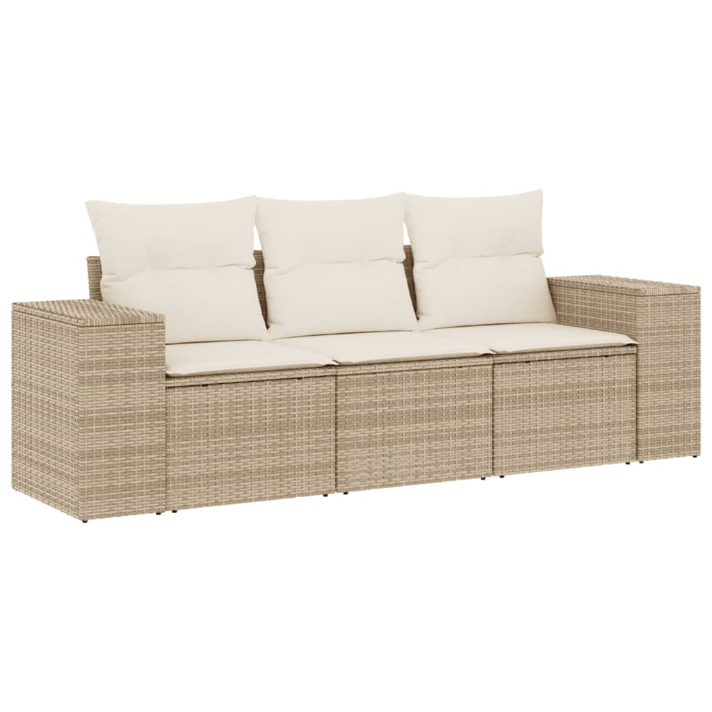 3-delige Loungeset met kussens poly rattan beige is nu te koop bij PeponiXL, paradijselijk wonen!