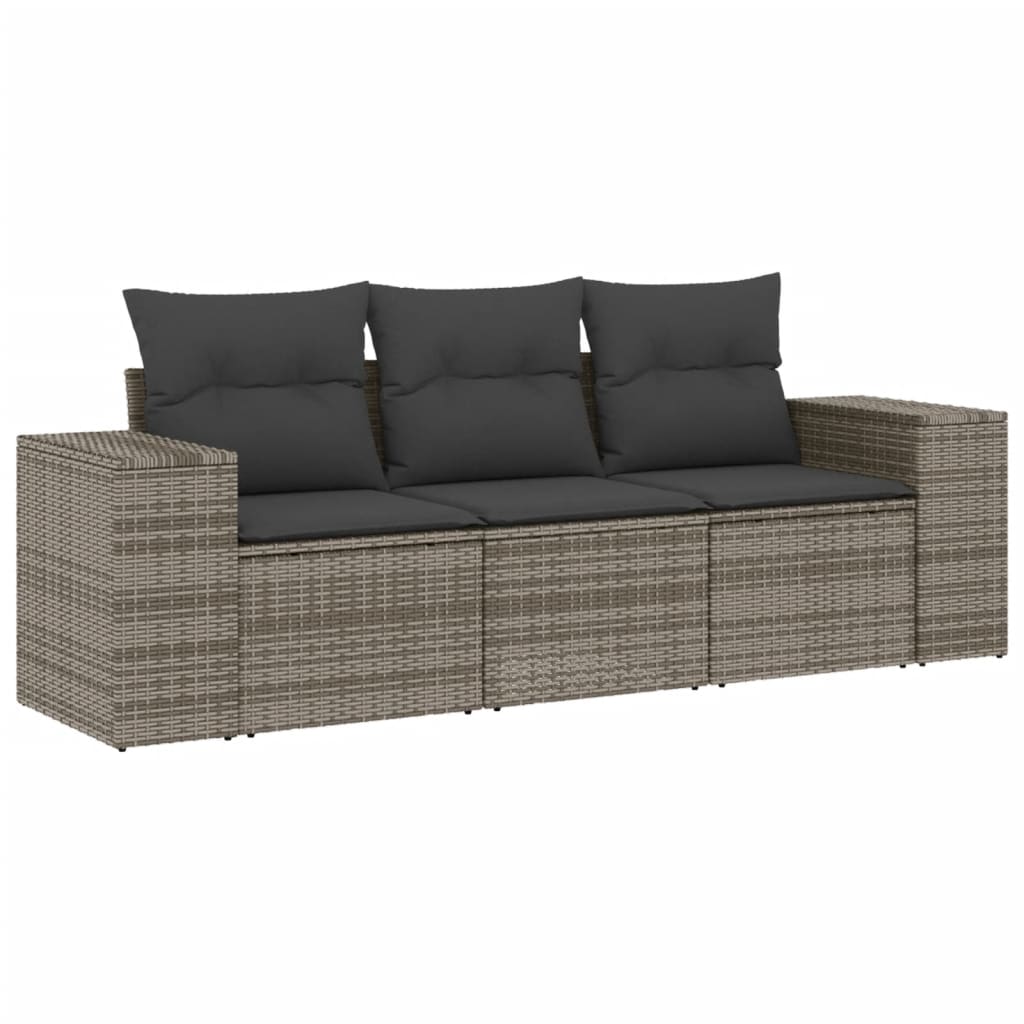 3-delige Loungeset met kussens poly rattan grijs is nu te koop bij PeponiXL, paradijselijk wonen!