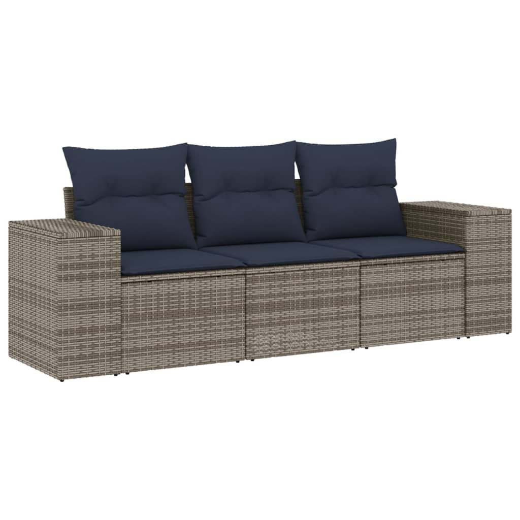3-delige tuinbankset met kussens, grijs polyrotan is nu te koop bij PeponiXL, paradijselijk wonen!