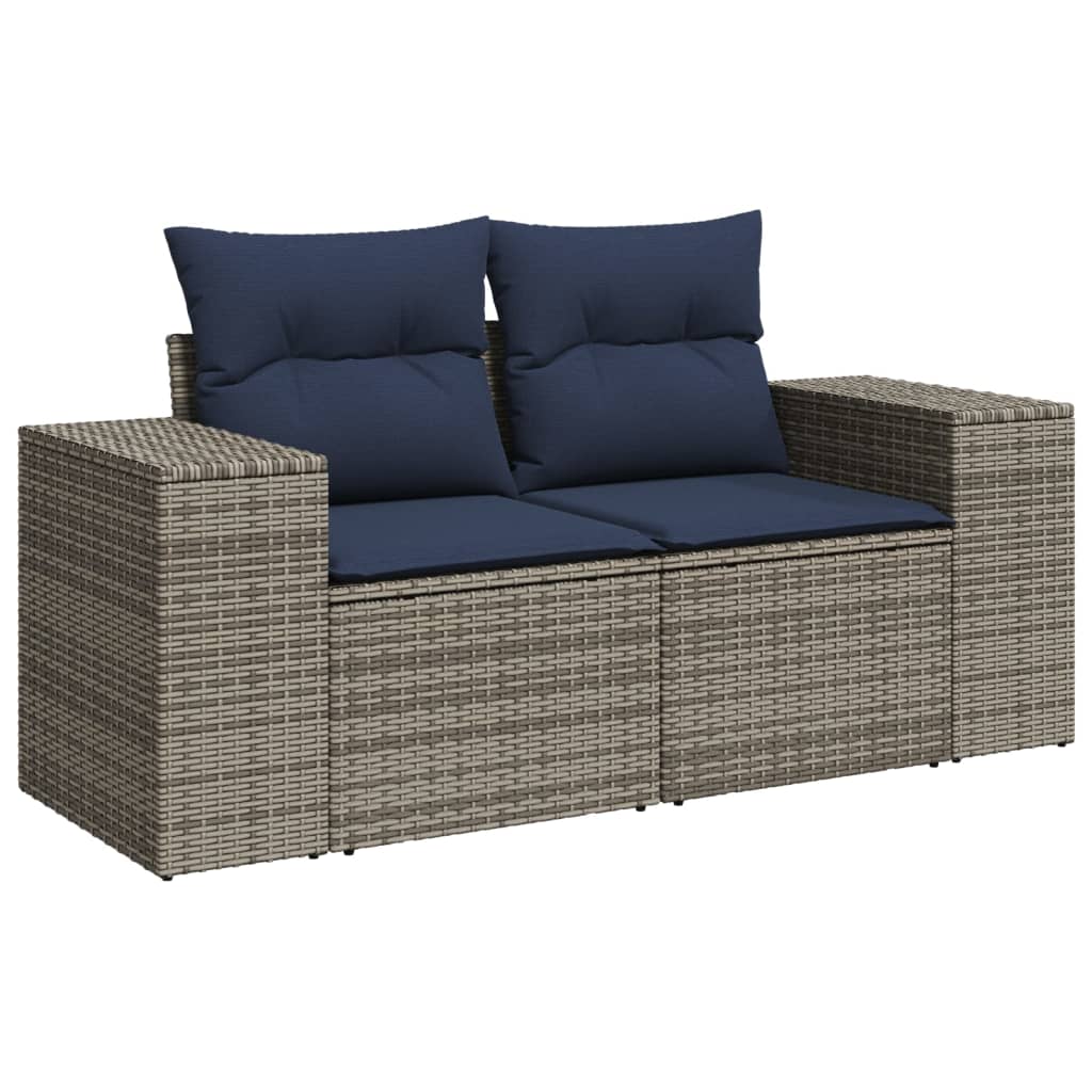 3-delige tuinbankset met kussens, grijs polyrotan is nu te koop bij PeponiXL, paradijselijk wonen!