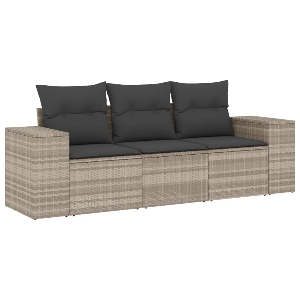 3-delige Loungeset met kussens poly rattan lichtgrijs is nu te koop bij PeponiXL, paradijselijk wonen!
