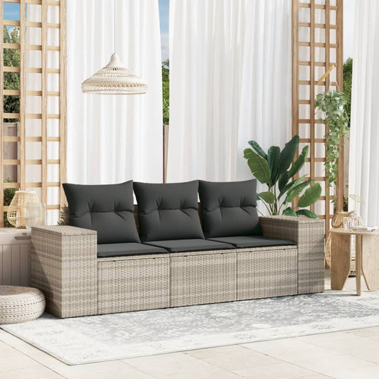 3-delige Loungeset met kussens poly rattan lichtgrijs is nu te koop bij PeponiXL, paradijselijk wonen!