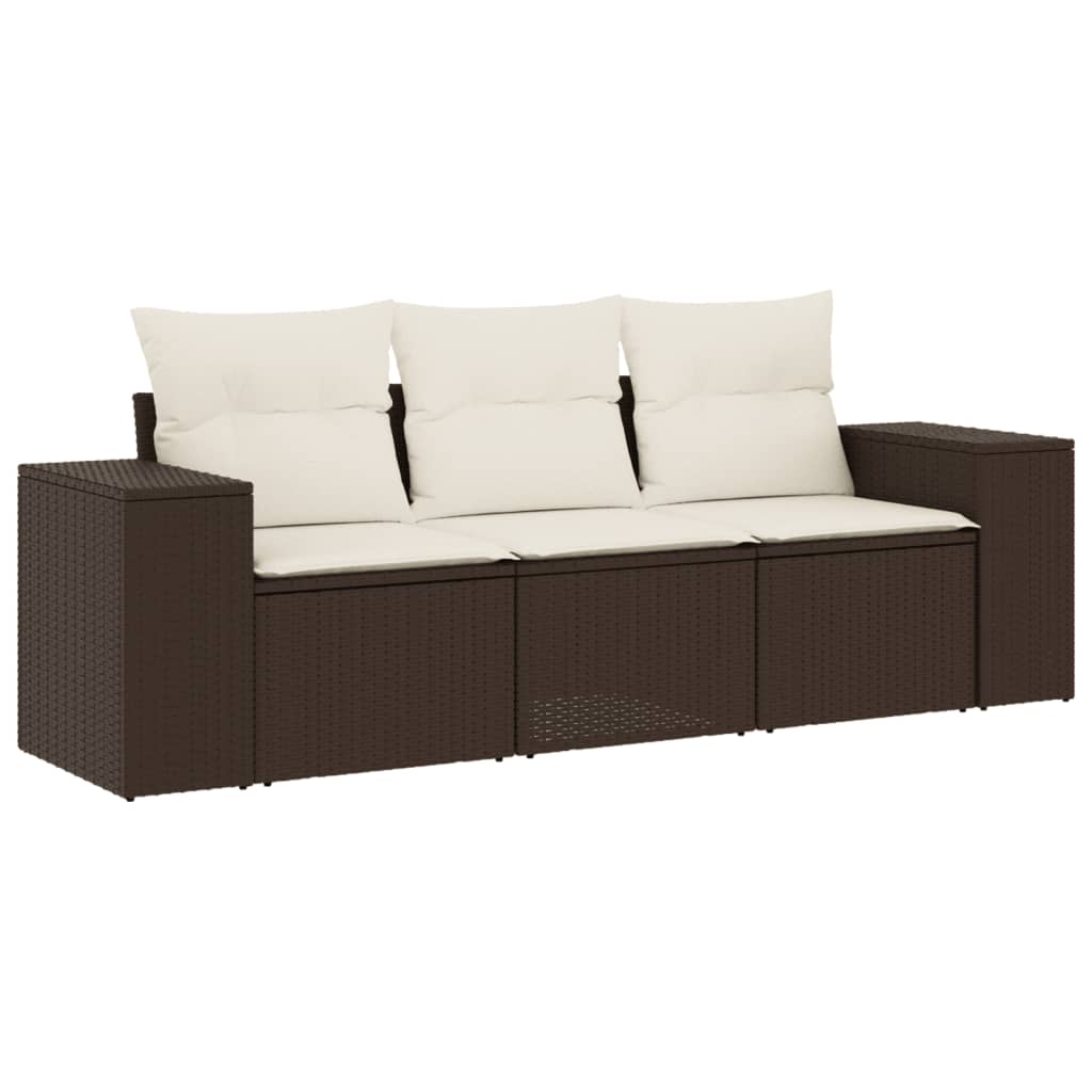 3-delige Loungeset met kussens poly rattan bruin is nu te koop bij PeponiXL, paradijselijk wonen!