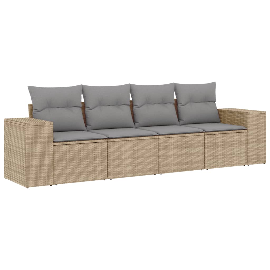 4-delige Loungeset met kussens poly rattan beige is nu te koop bij PeponiXL, paradijselijk wonen!