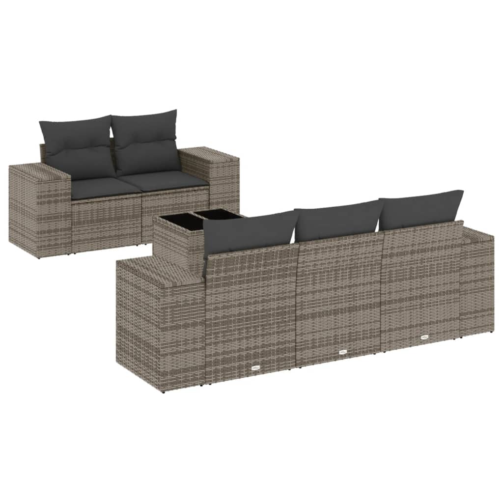 6-delige Loungeset met kussens poly rattan grijs is nu te koop bij PeponiXL, paradijselijk wonen!