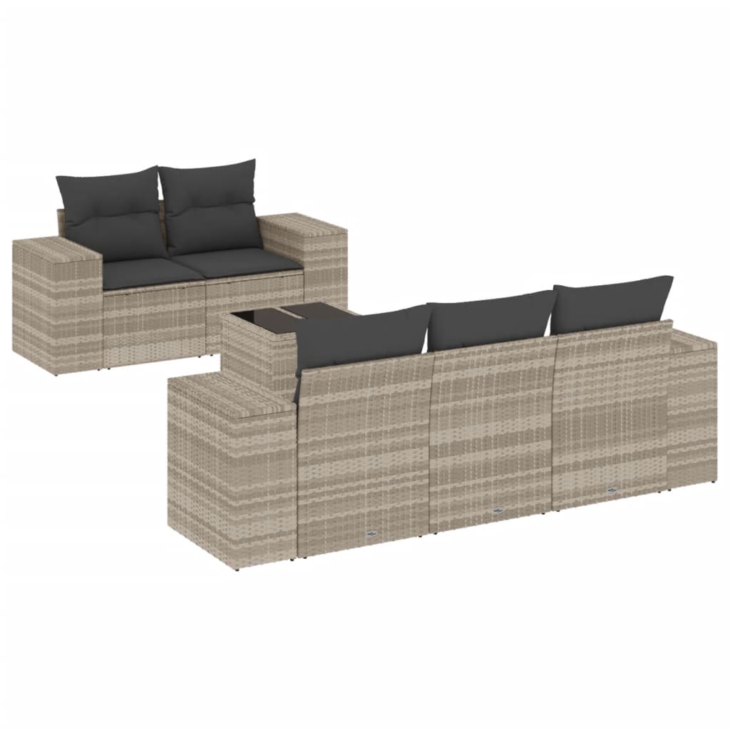 6-delige Loungeset met kussens poly rattan lichtgrijs is nu te koop bij PeponiXL, paradijselijk wonen!