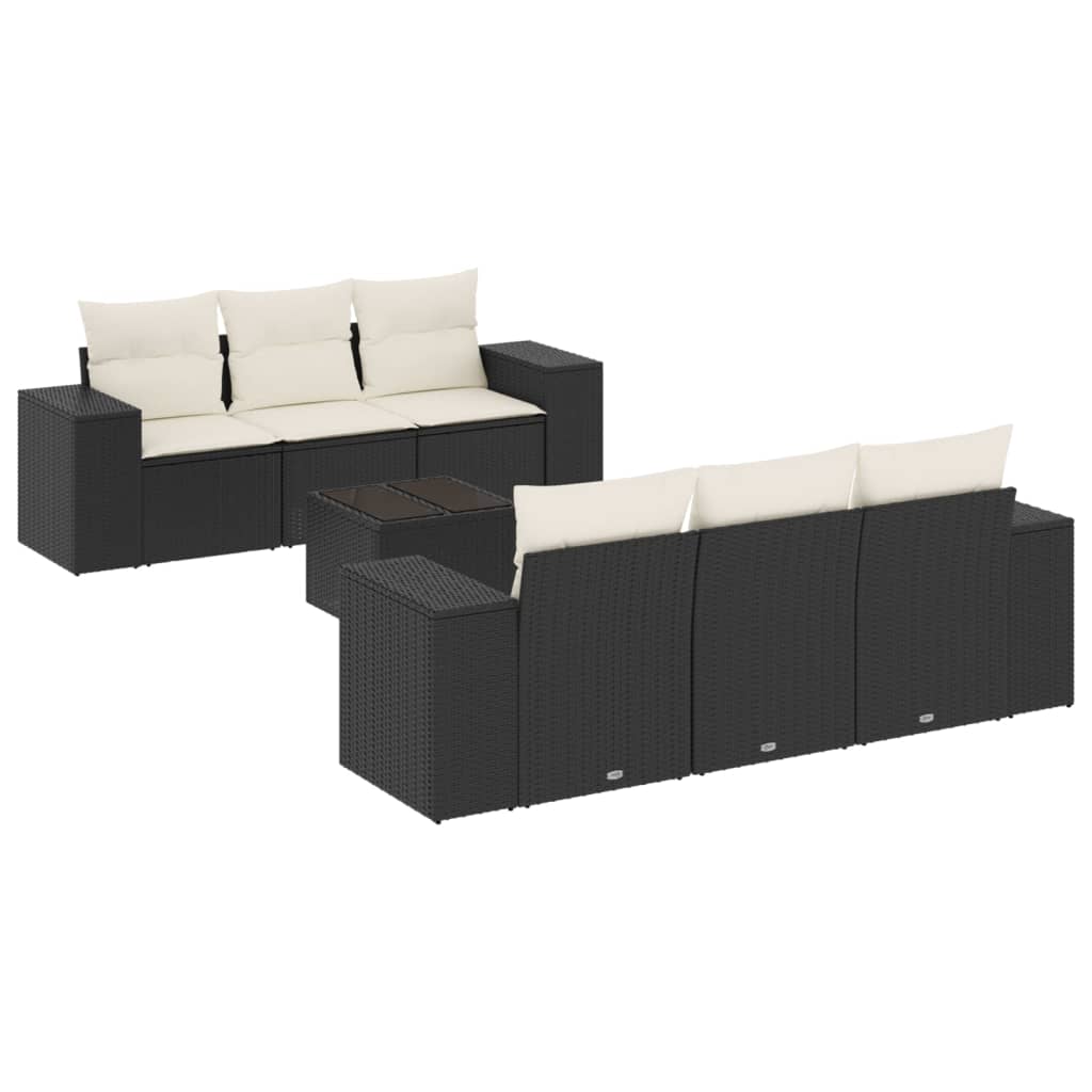 7-delige Loungeset met kussens poly rattan zwart is nu te koop bij PeponiXL, paradijselijk wonen!