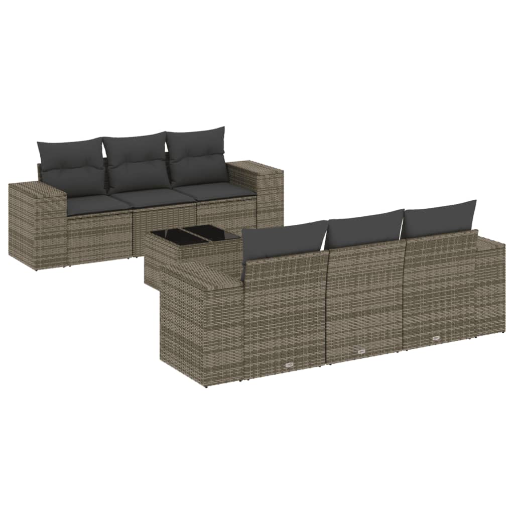 7-delige Loungeset met kussens poly rattan grijs is nu te koop bij PeponiXL, paradijselijk wonen!