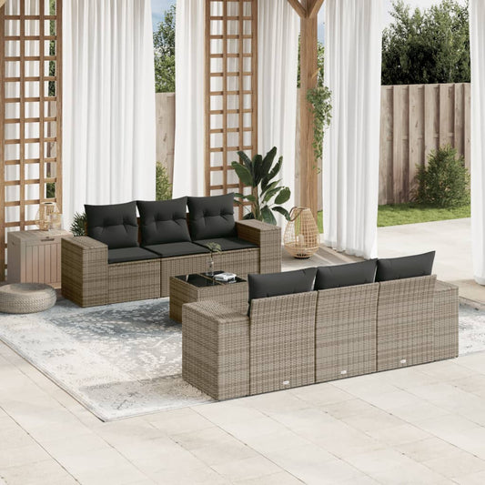 7-delige Loungeset met kussens poly rattan grijs is nu te koop bij PeponiXL, paradijselijk wonen!