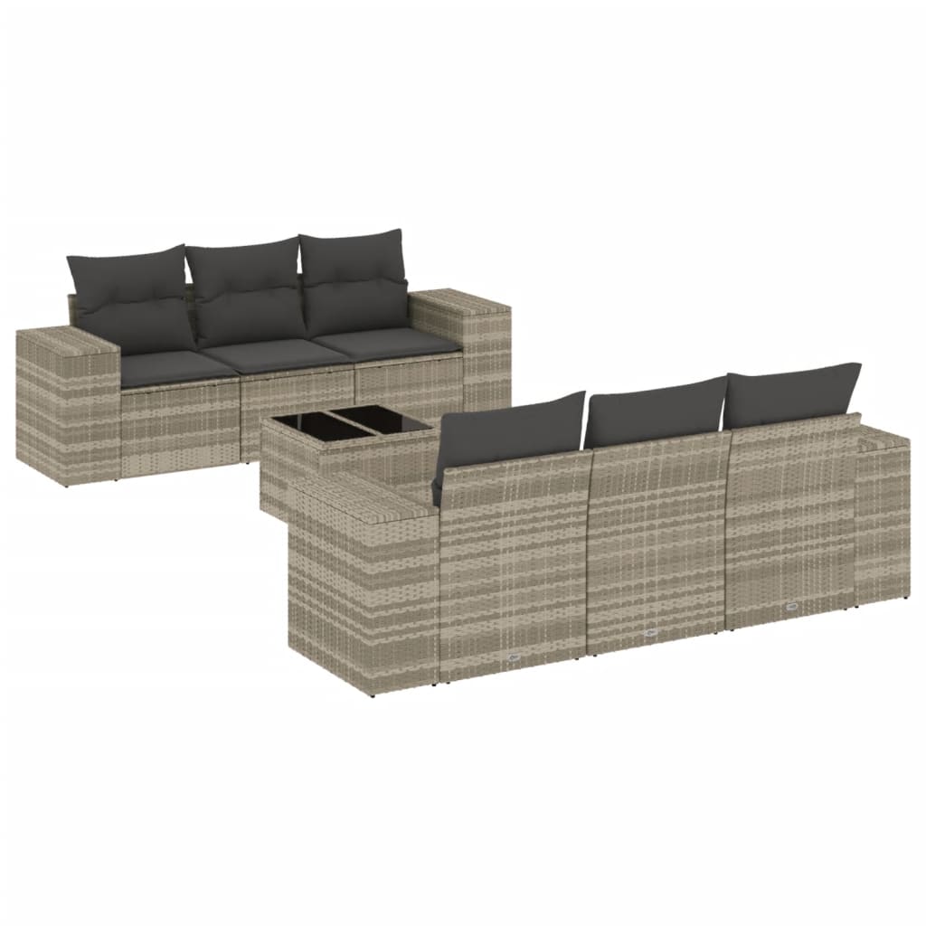 7-delige Loungeset met kussens poly rattan lichtgrijs is nu te koop bij PeponiXL, paradijselijk wonen!