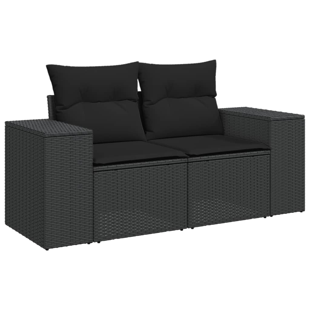 7-delige Loungeset met kussens poly rattan zwart is nu te koop bij PeponiXL, paradijselijk wonen!