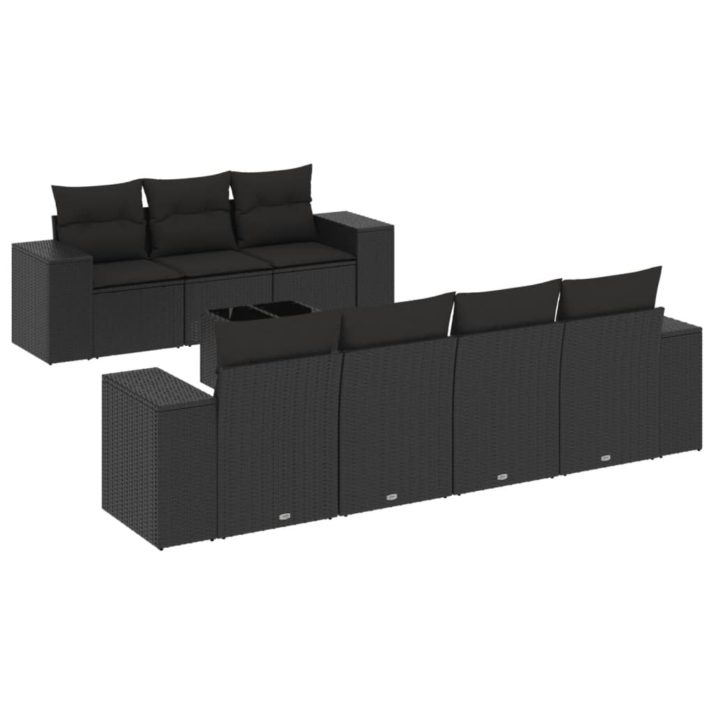 8-delige Loungeset met kussens poly rattan zwart is nu te koop bij PeponiXL, paradijselijk wonen!