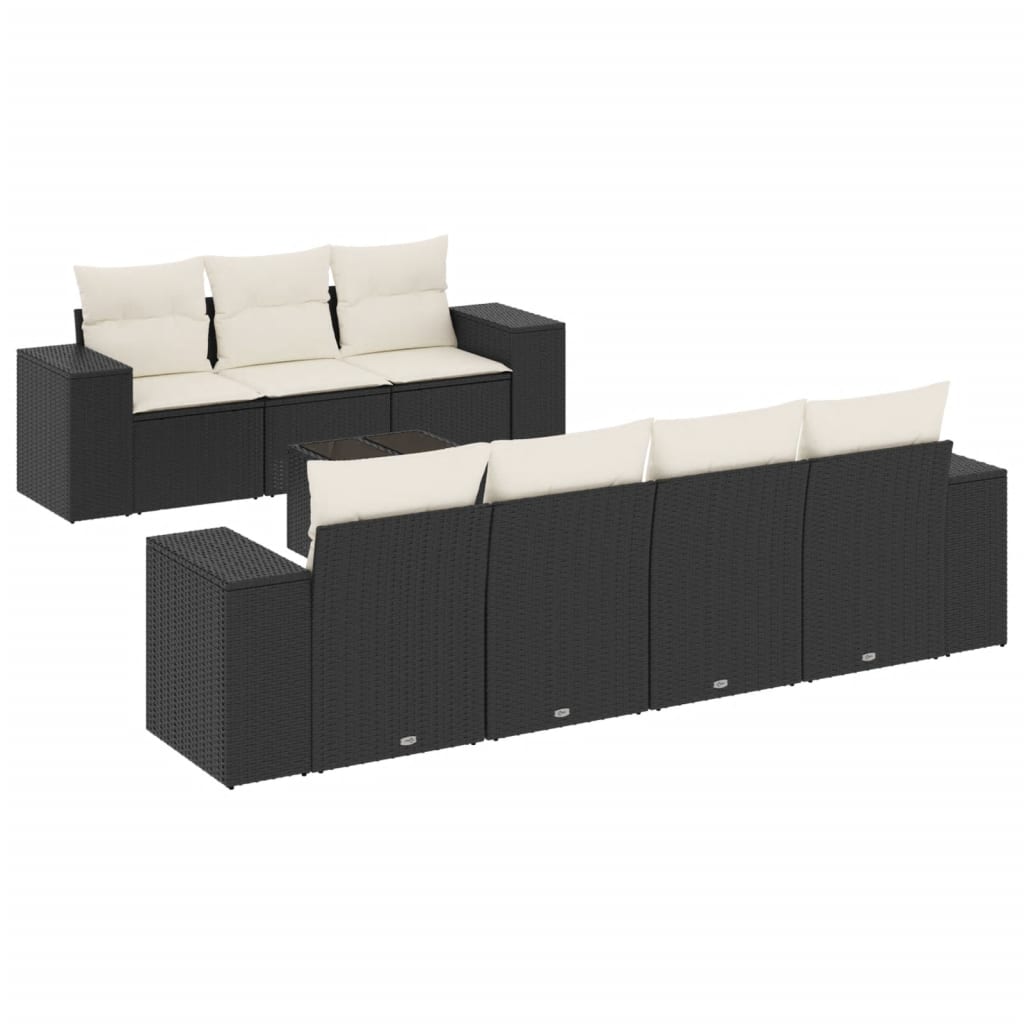 8-delige Loungeset met kussens poly rattan zwart is nu te koop bij PeponiXL, paradijselijk wonen!