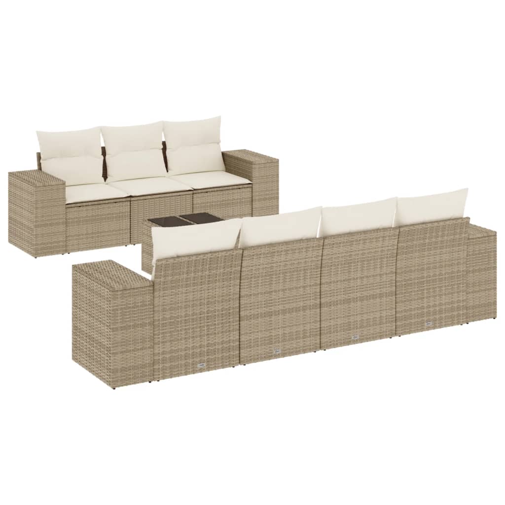 8-delige Loungeset met kussens poly rattan beige is nu te koop bij PeponiXL, paradijselijk wonen!