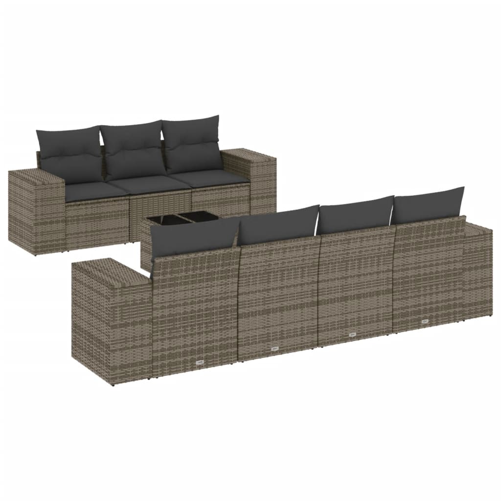 8-delige Loungeset met kussens poly rattan grijs is nu te koop bij PeponiXL, paradijselijk wonen!