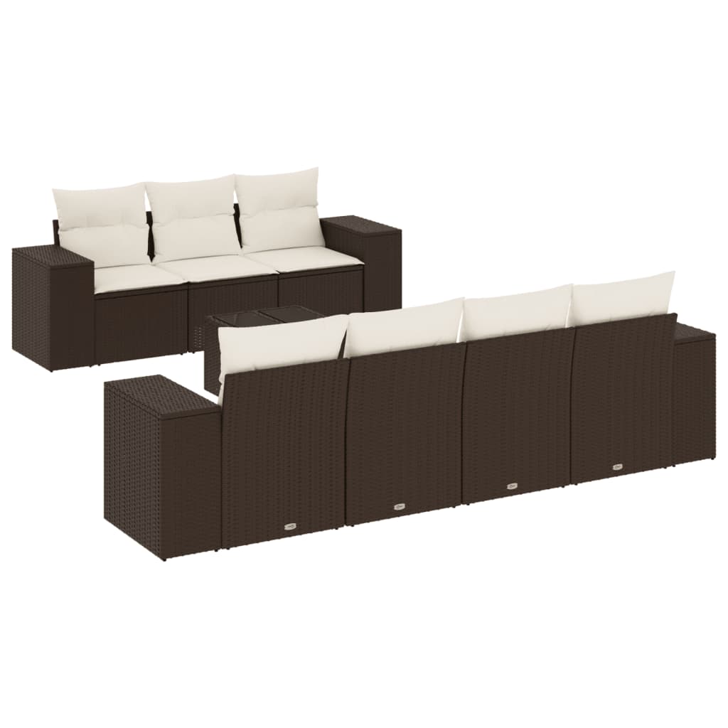 8-delige Loungeset met kussens poly rattan bruin is nu te koop bij PeponiXL, paradijselijk wonen!