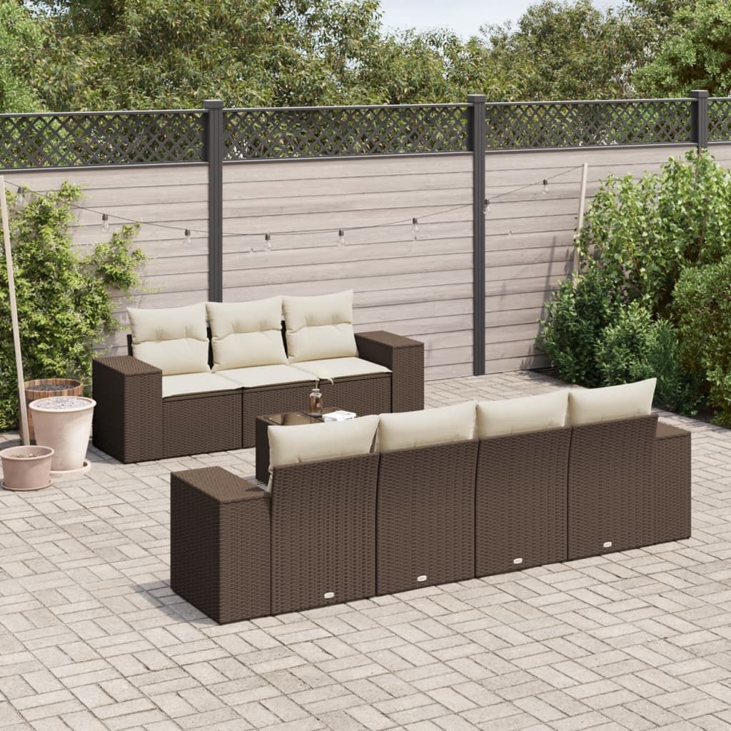 8-delige Loungeset met kussens poly rattan bruin is nu te koop bij PeponiXL, paradijselijk wonen!