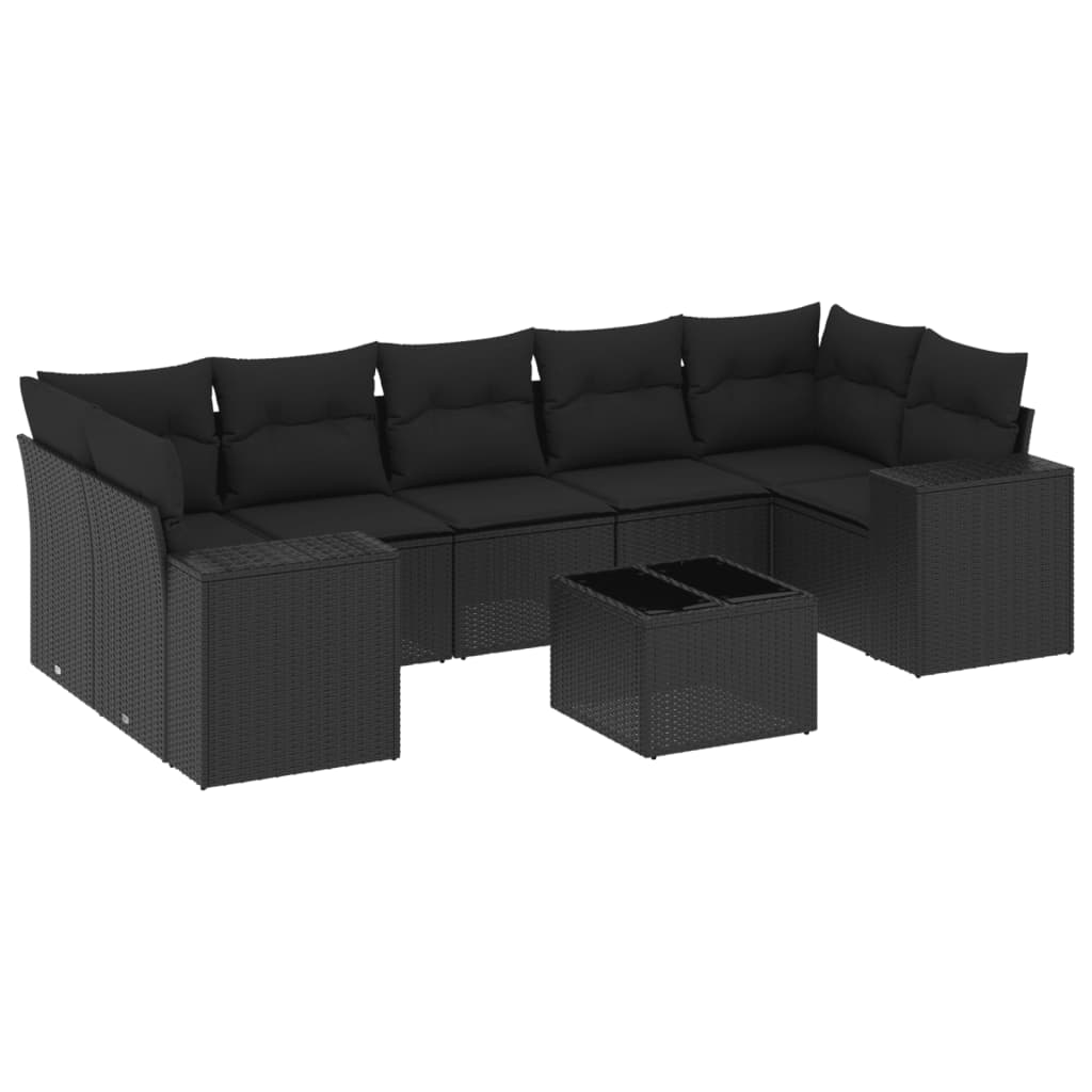 8-delige Loungeset met kussens poly rattan zwart is nu te koop bij PeponiXL, paradijselijk wonen!