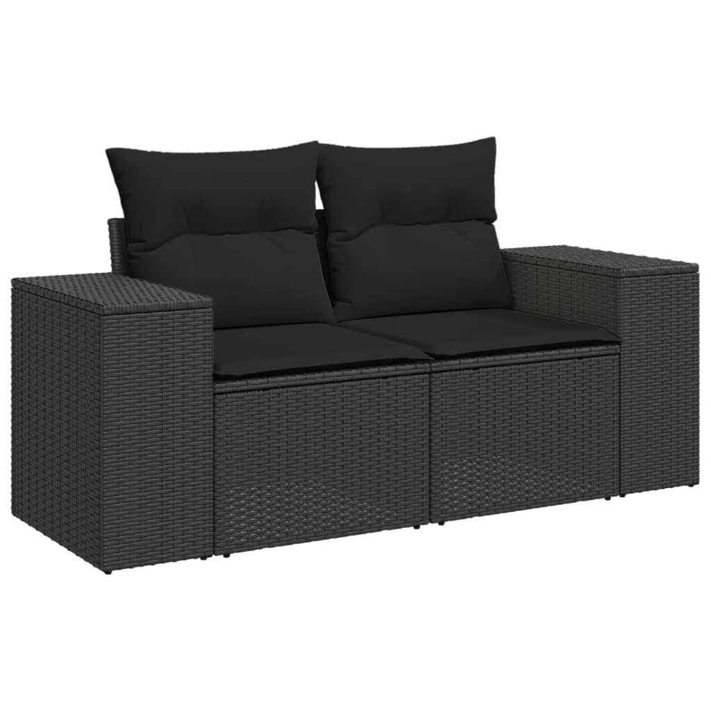 8-delige Loungeset met kussens poly rattan zwart is nu te koop bij PeponiXL, paradijselijk wonen!