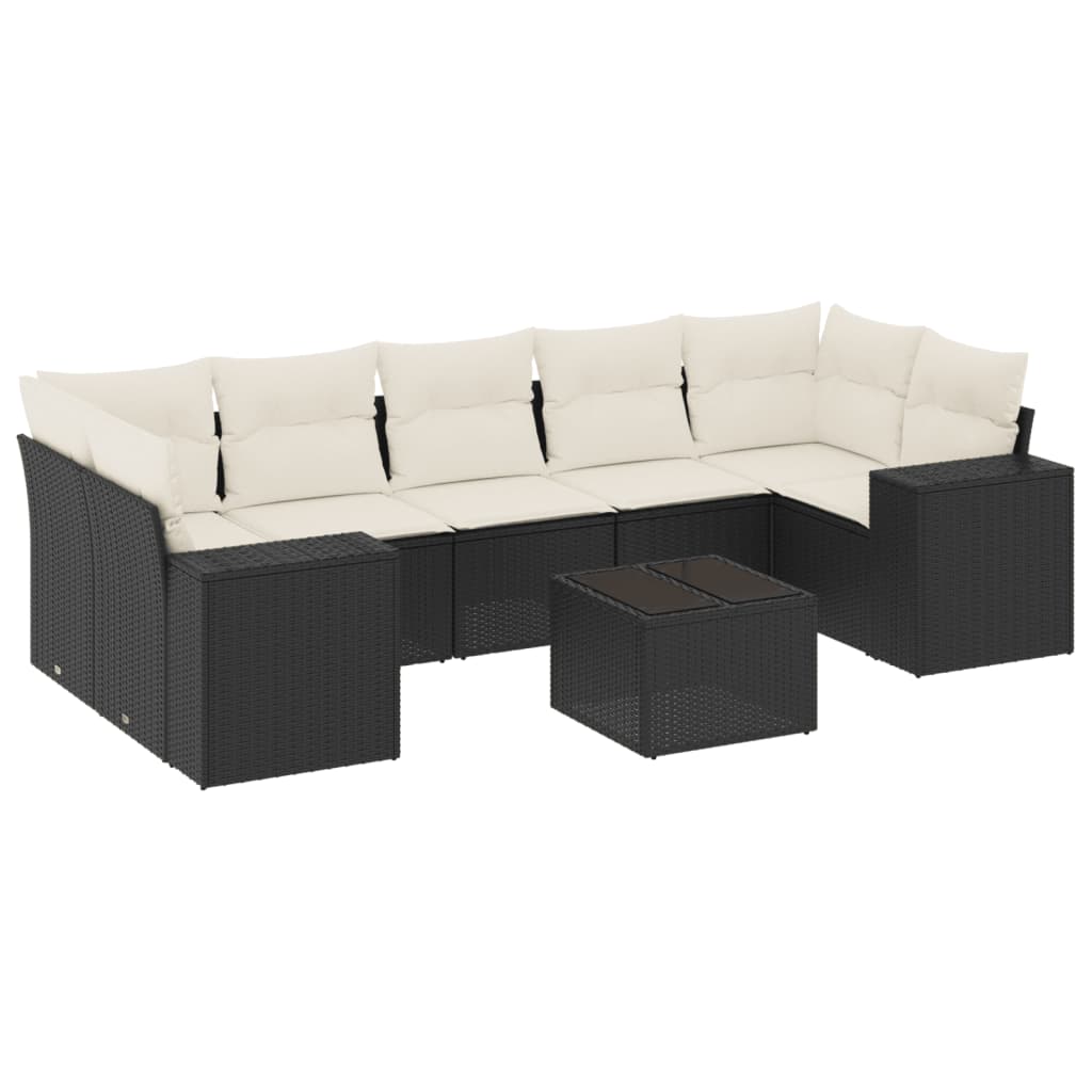 8-delige Loungeset met kussens poly rattan zwart is nu te koop bij PeponiXL, paradijselijk wonen!